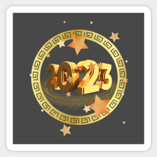 New Year 2023. Golden Sticker